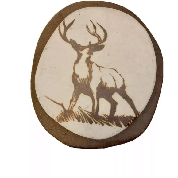 BUCK WALL HANGING River Rock On Clay, Rustic Cabin - Picture 4 of 5